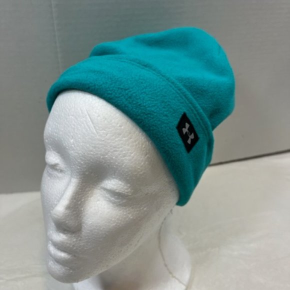 Under Armour Winter Running Coldgear Beanie Hat Green/Blue OSFA - Picture 3 of 10